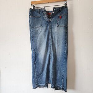 Y2K Vintage Bongo Denim Maxi Skirt Tie Waist Size 7
